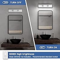 Vista 6 de Modernas luces LED pequeñas de baño (3 luces), iluminación de pared acrílica cromada de acero inoxidable, luces de tocador para baño sobre espejo