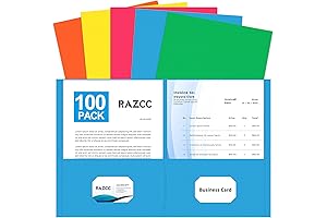 RAZZC Two Pocket Folders 100 Pack: Enhanced Organization for Your Document Needs