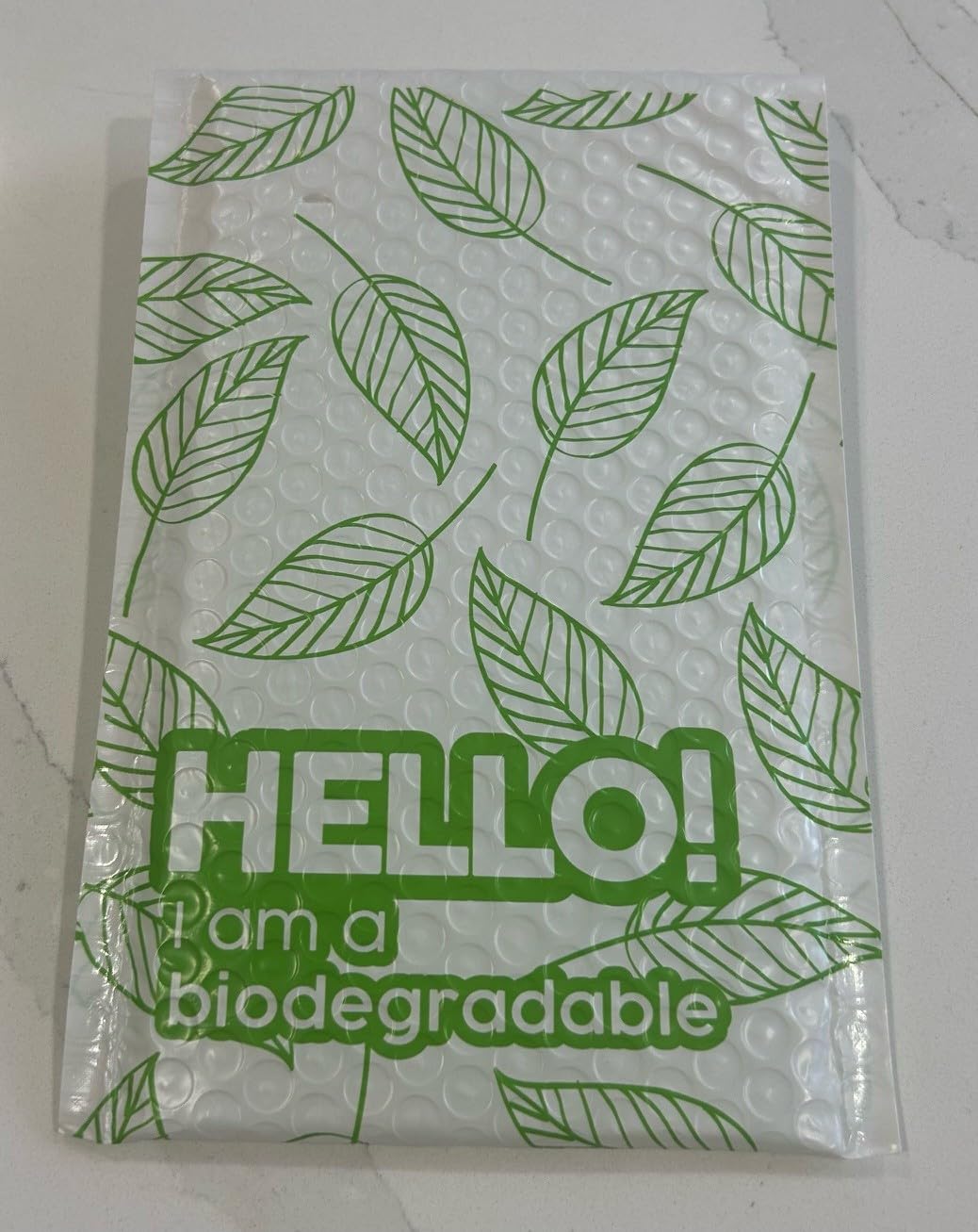 Kipulu™ 100% Biodegradable Bubble Mailers,25pcs Padded Packaging Wrap Envelopes Pouches Eco Friendly no glue (Green Leafs)