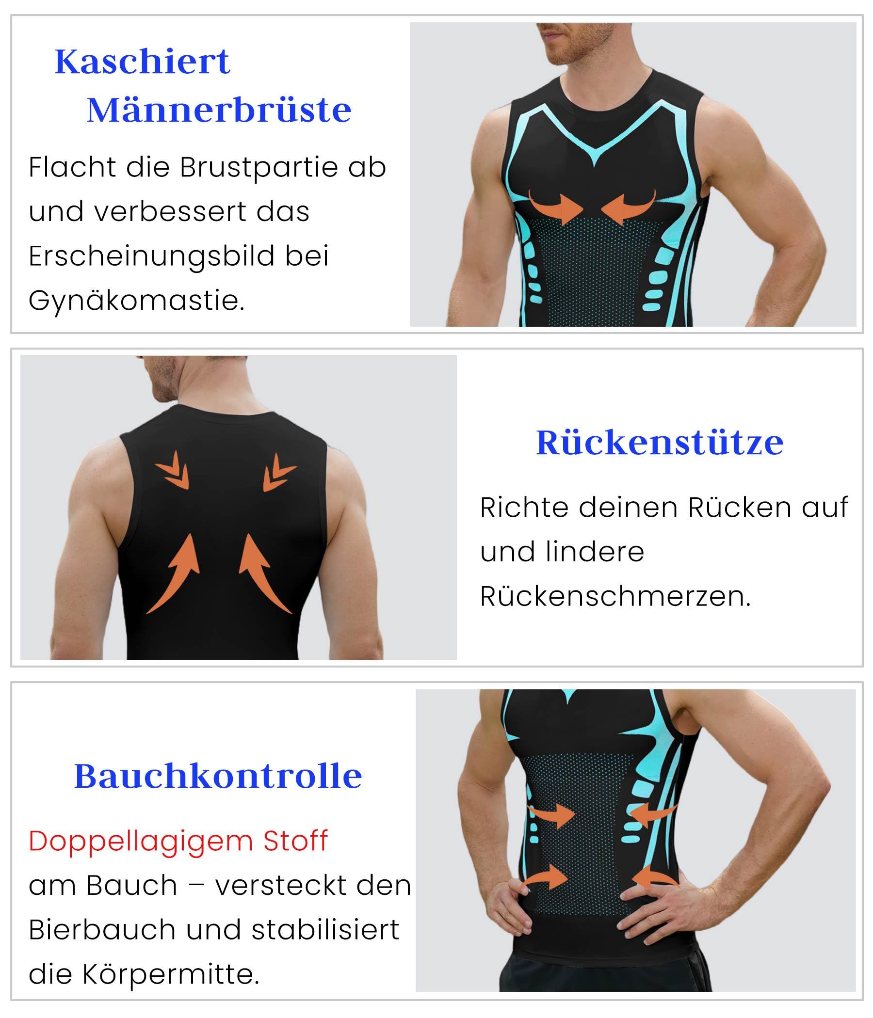 NEMXCE Kompressionsshirt Herren Shapewear Compression Shirt Bauchweg Unterhemd Body Shaper Tank Top Funktionsshirt