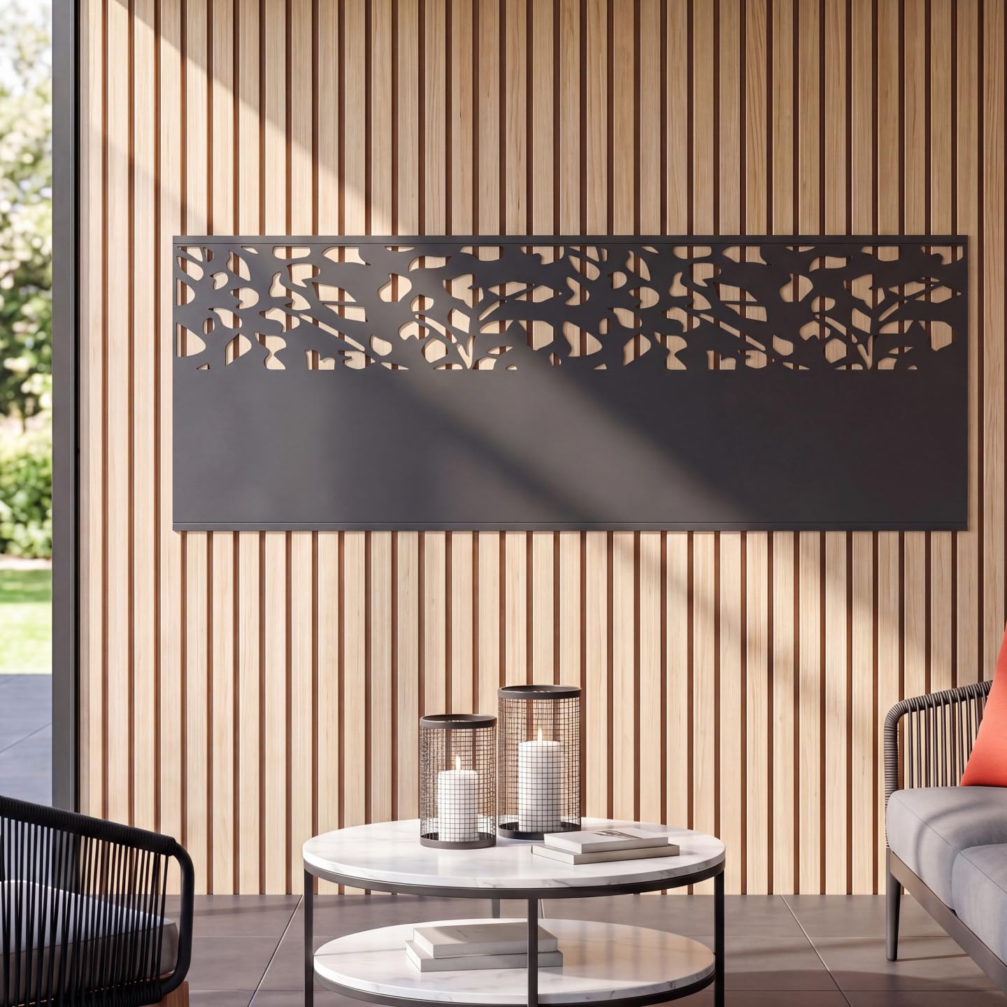 IDMarket - Dekoratives Universalpaneel 150 x 50 cm Flower grau halb durchbrochen an der Seite