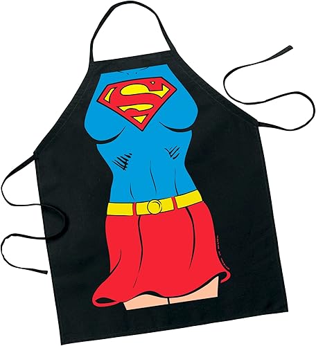 Miniatura 10 de Delantal de SuperGirl, personaje de DC Comics, de ICUP, 100% algodón, Negro, adulto talla
