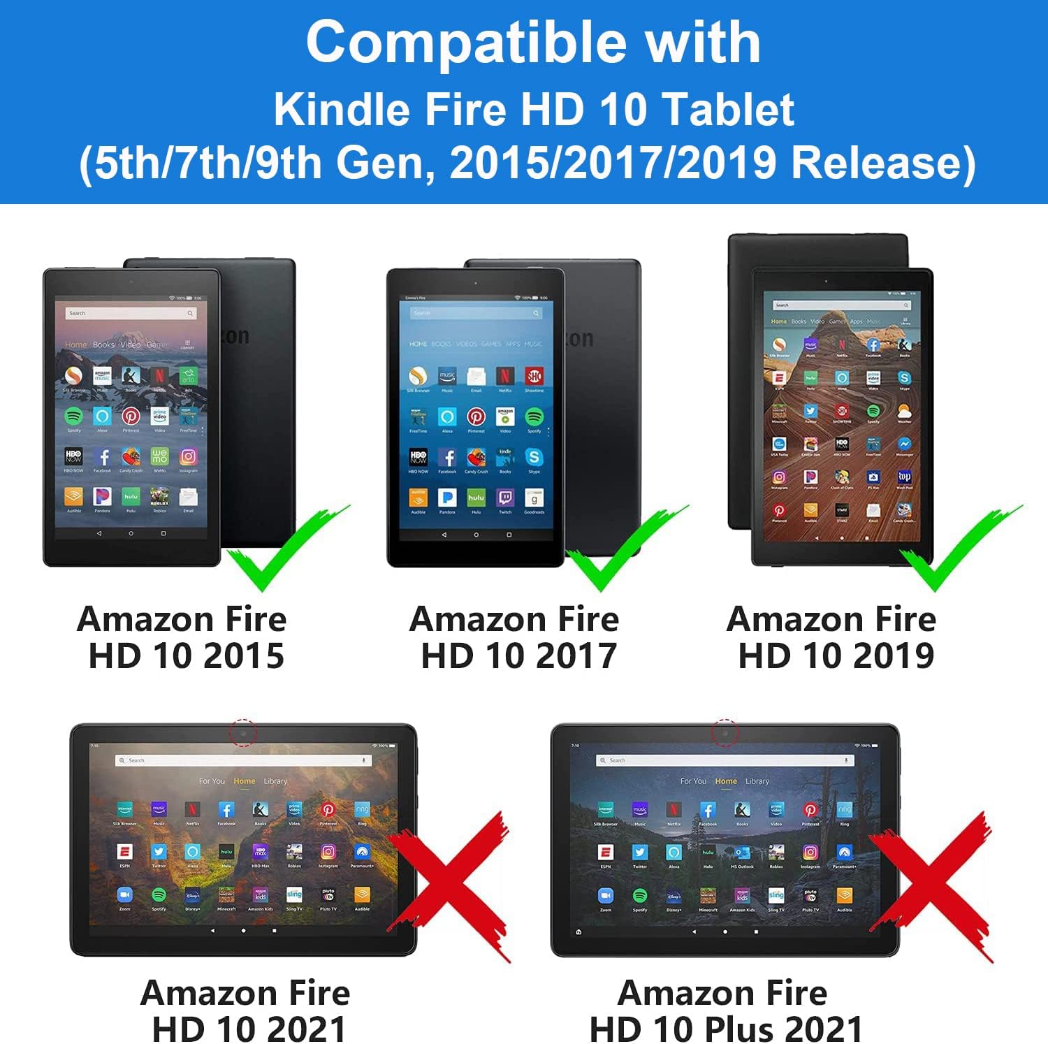 Case for All-New Kindle Fire HD 10 Tablet (10.1 inch, 9th/7th Generation, 2019/2017 Release) - Slim PU Leather Cover with Auto Sleep Wake - American Flag