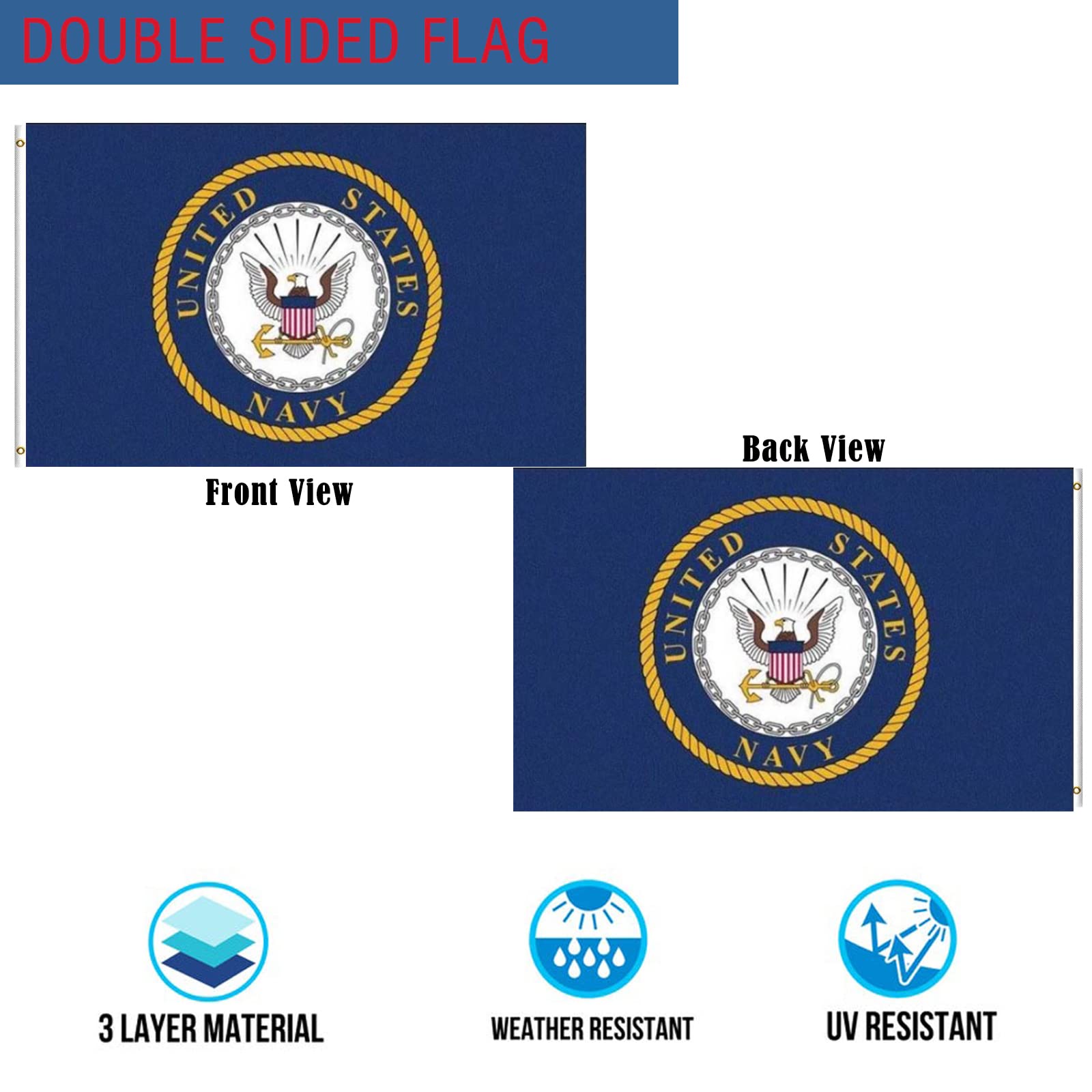 Amazon.com : Mosprovie Navy Emblem Military Flag 4x6 Outdoor
