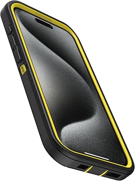 OtterBox iPhone 15 Pro のみ - ディフェンダーシリーズケース - ナイトブラック&イエロー - スクリーンレス - 頑丈で丈夫 - ポート保護 - ホルスタークリップキックスタンド付き