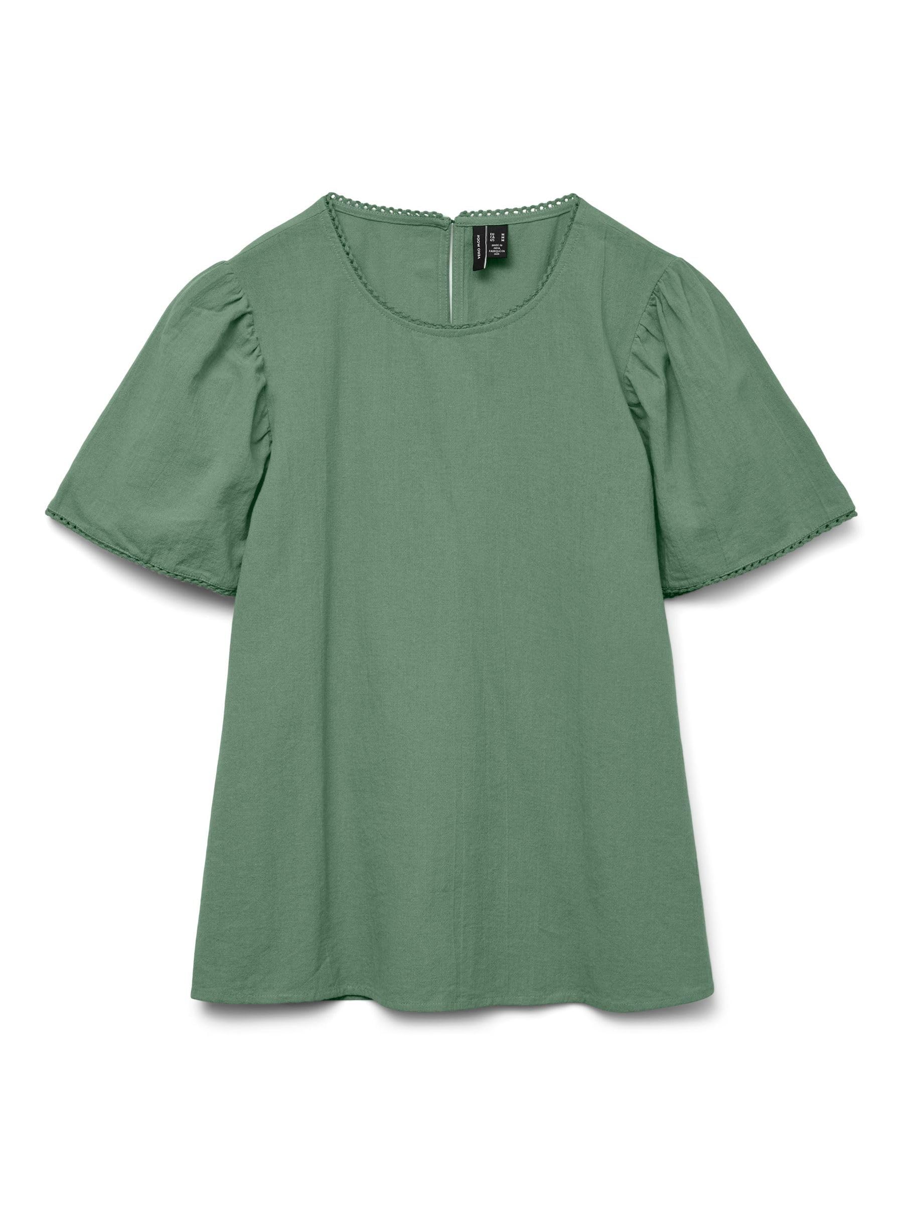 VERO MODA Vmpretty SS Top WVN Ga Noos, Hedge Green, Large