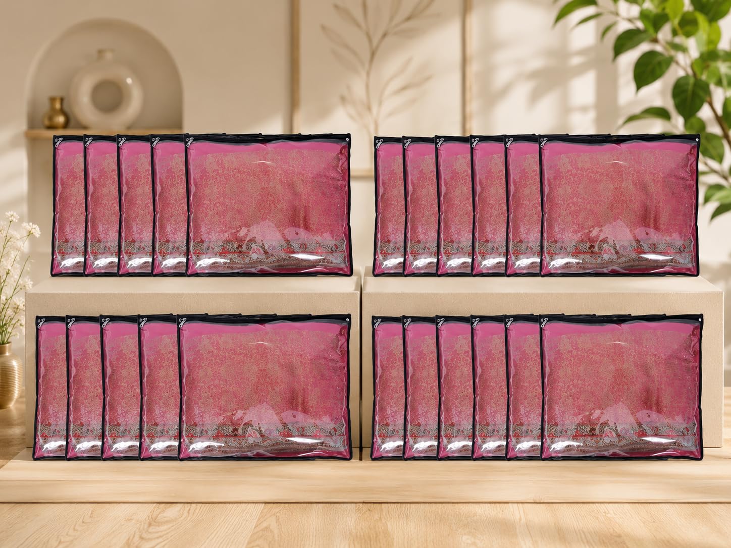 ABLE Non Woven Set Of 24 Pcs Single Saree Covers/Clothes Storage Bag/Wardrobe Organizer With Front Full Transparent For Le... - Review, Price and Buying Guide