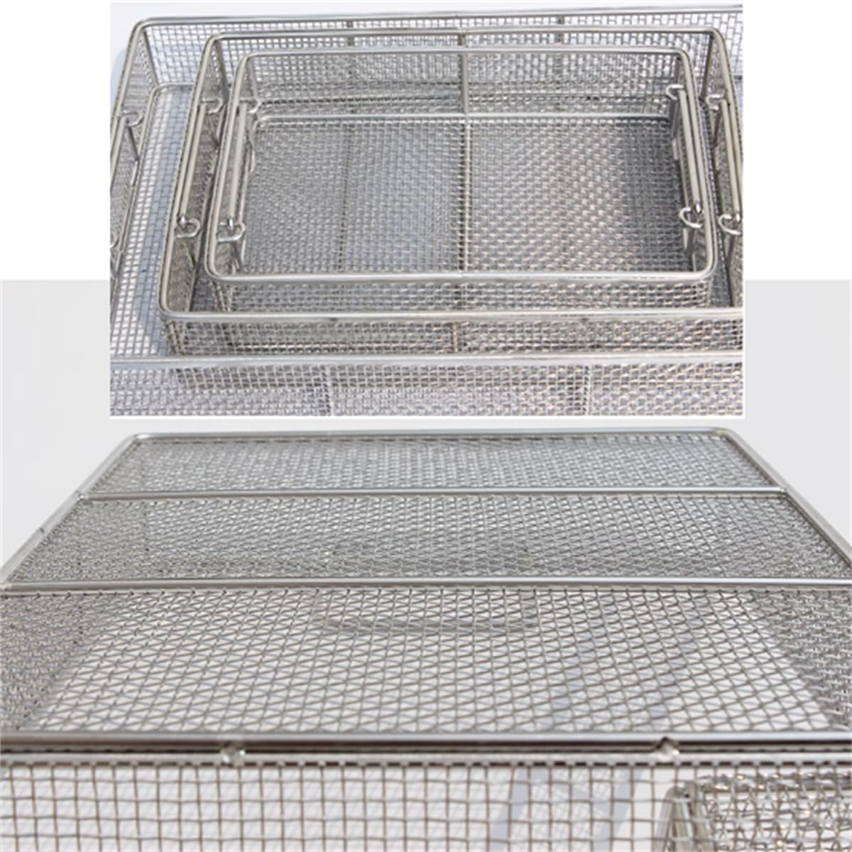 Cesta de esterilización médica de Acero Inoxidable 304, Bandeja de Instrumentos médicos Reutilizable con asa Cestas de esterilización de Instrumentos, para Hospital,40 * 40 * 10cm