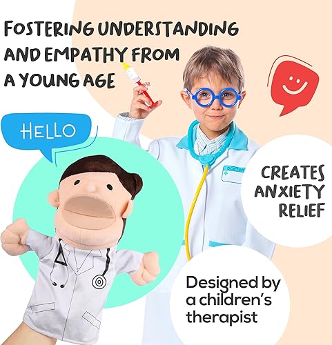 Miniatura 2 de Títeres de mano de médico y enfermera con kit de médico, alivia el miedo para los niños, juego de roles educativo para niños pequeños y más de 3