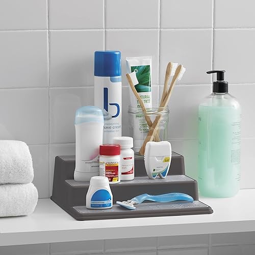 Miniatura 4 de Copco organizador antideslizante de 3 niveles para despensa, para armario de cocina, para especias, de 10 pulgadas, color carbón Carbón