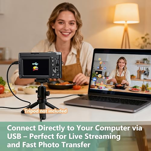 Miniatura 5 de Cámara digital 4K para fotografía, cámara de videoblogs de 48 megapíxeles con enfoque automático, flash, pantalla giratoria de 180, zoom 16X,