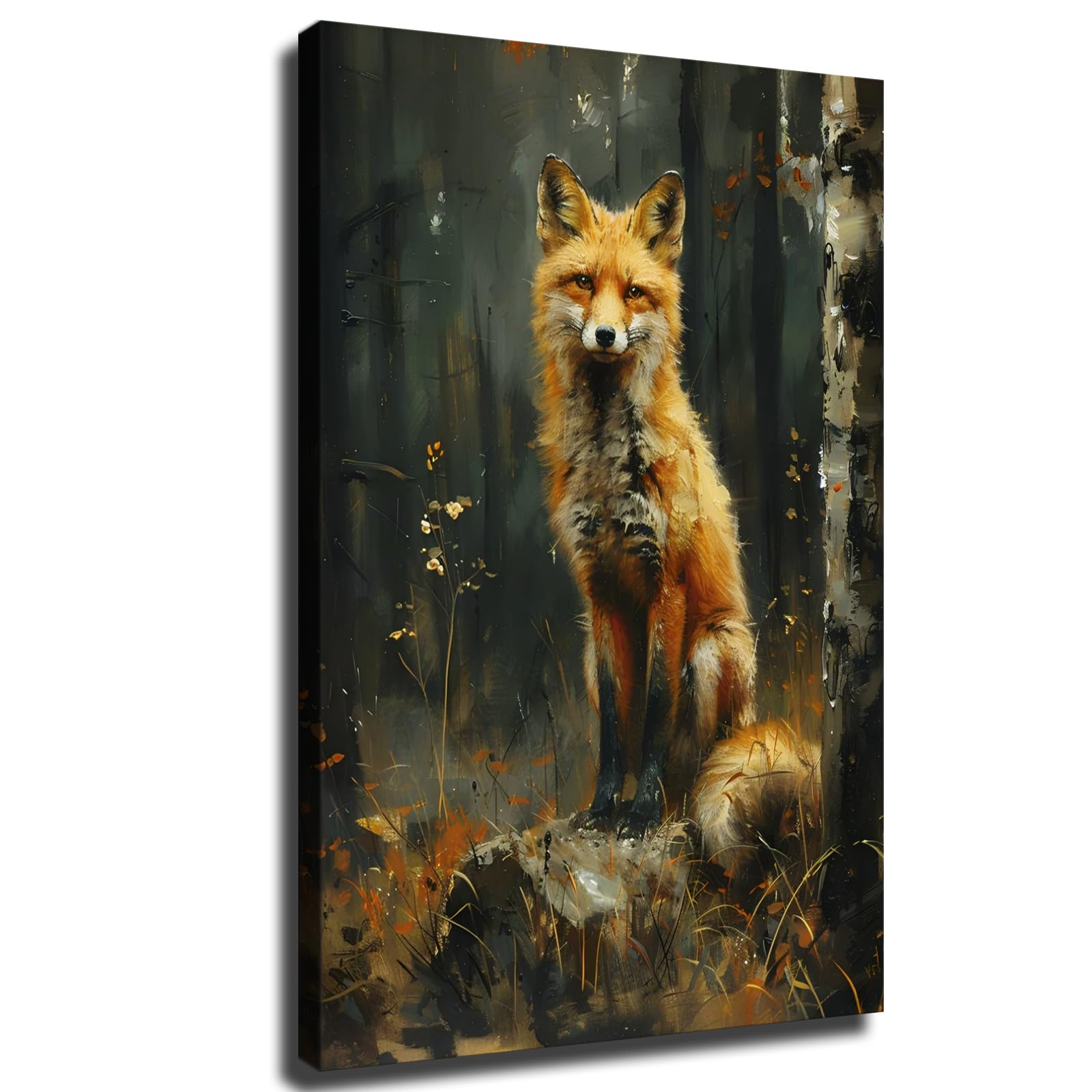 Vintage Fox Print, Fox Wall Art, Dark Cottagecore Decor, Wildlife Animals Fox Art Decor, Dark Academia Wall Art, Animal Prints Framed Poster, Fox