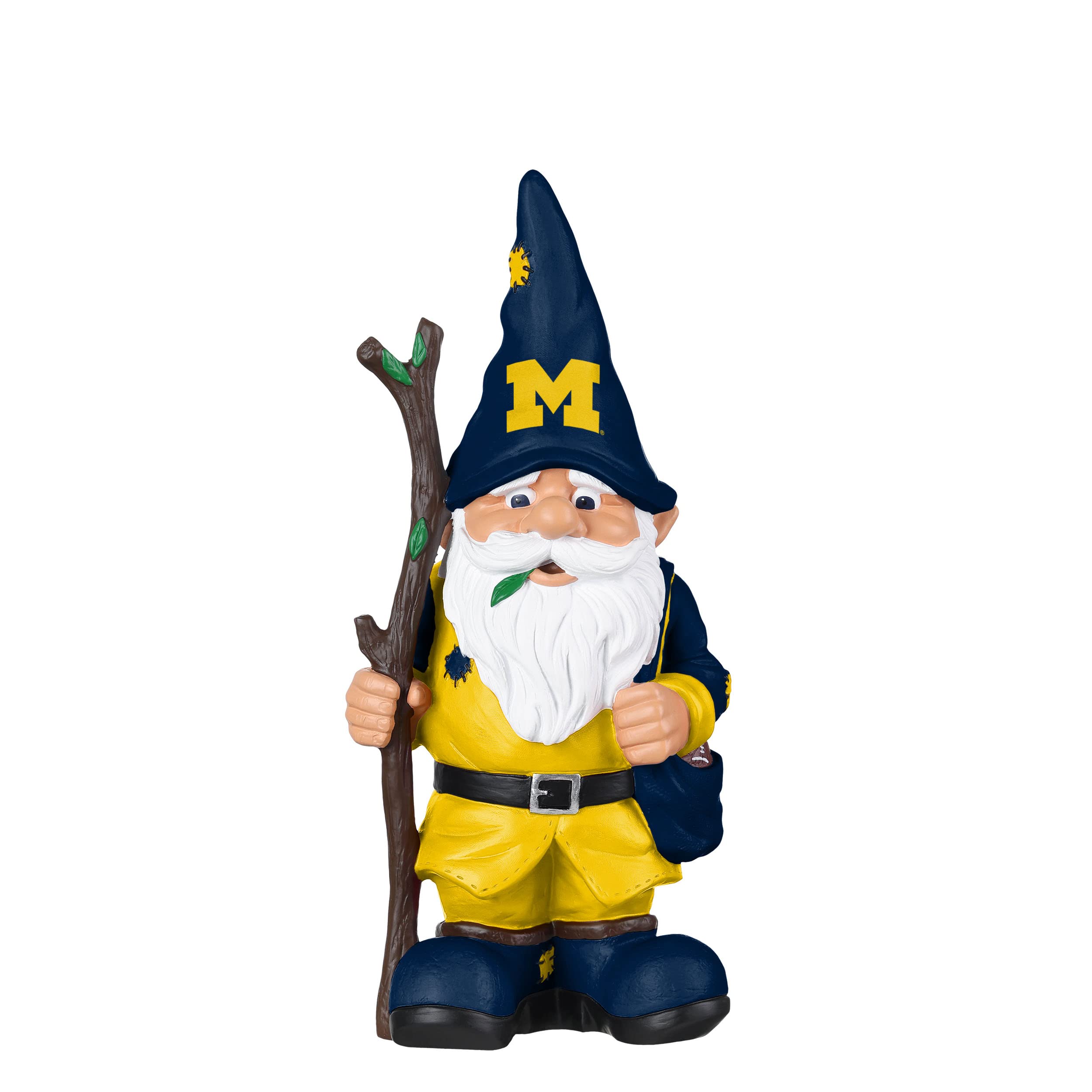FOCO NCAA Unisex-Adult NCAA College Team Logo Holding Stick Garden Statue Outdoor Gnome