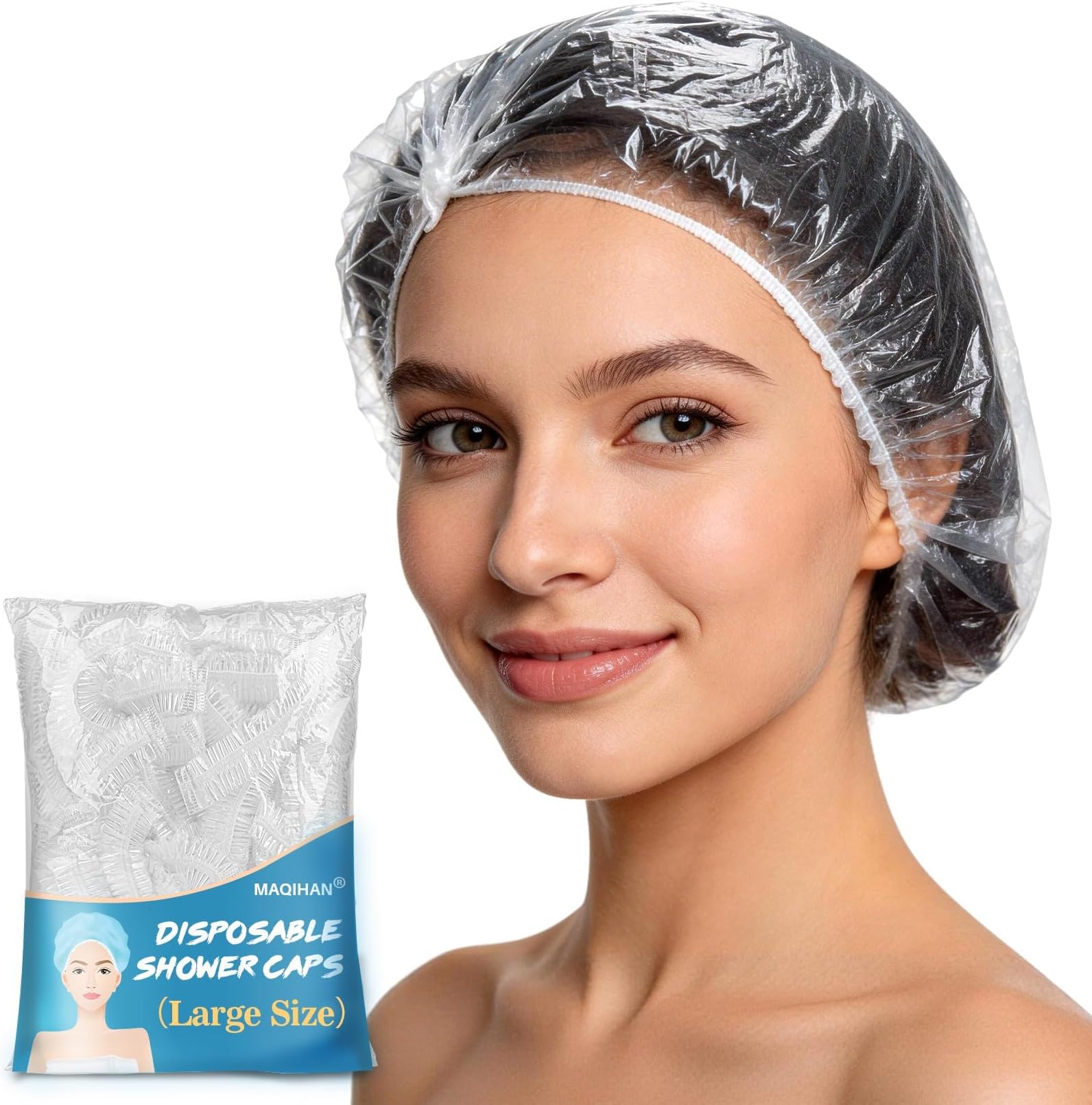 30 Disposable Shower Caps Large - Thickened Plastic Hair Caps for Deep Conditioning Shower Cap Reusable Waterproof for Women Men Hair Treatment Bath Cap for Long Hair Travel Essentials