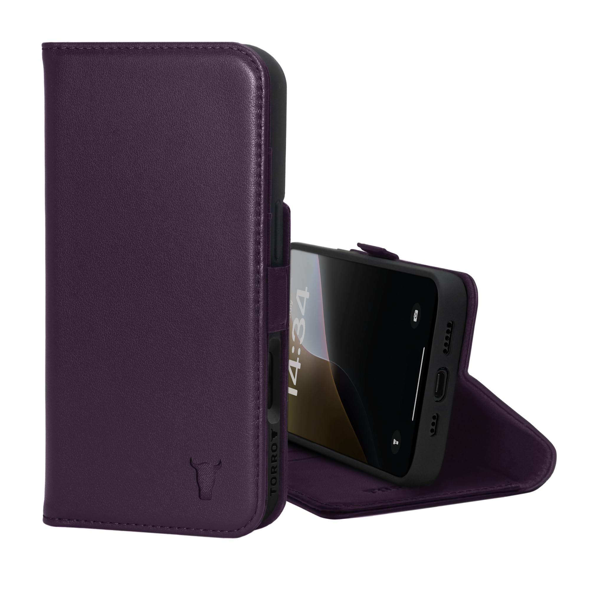 TORRO Leather Case Compatible With IPhone 16 Pro Premium Leather Wallet Case With Kickstand And Card Slots Compatible With Official Magsafe Chargers Purple - View #2