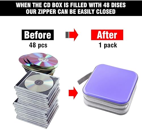 Miniatura 10 de Funda para CDDVD, capacidad 48, azul oscuro, portátil, ligero, plástico duradero y material de tela no tejida