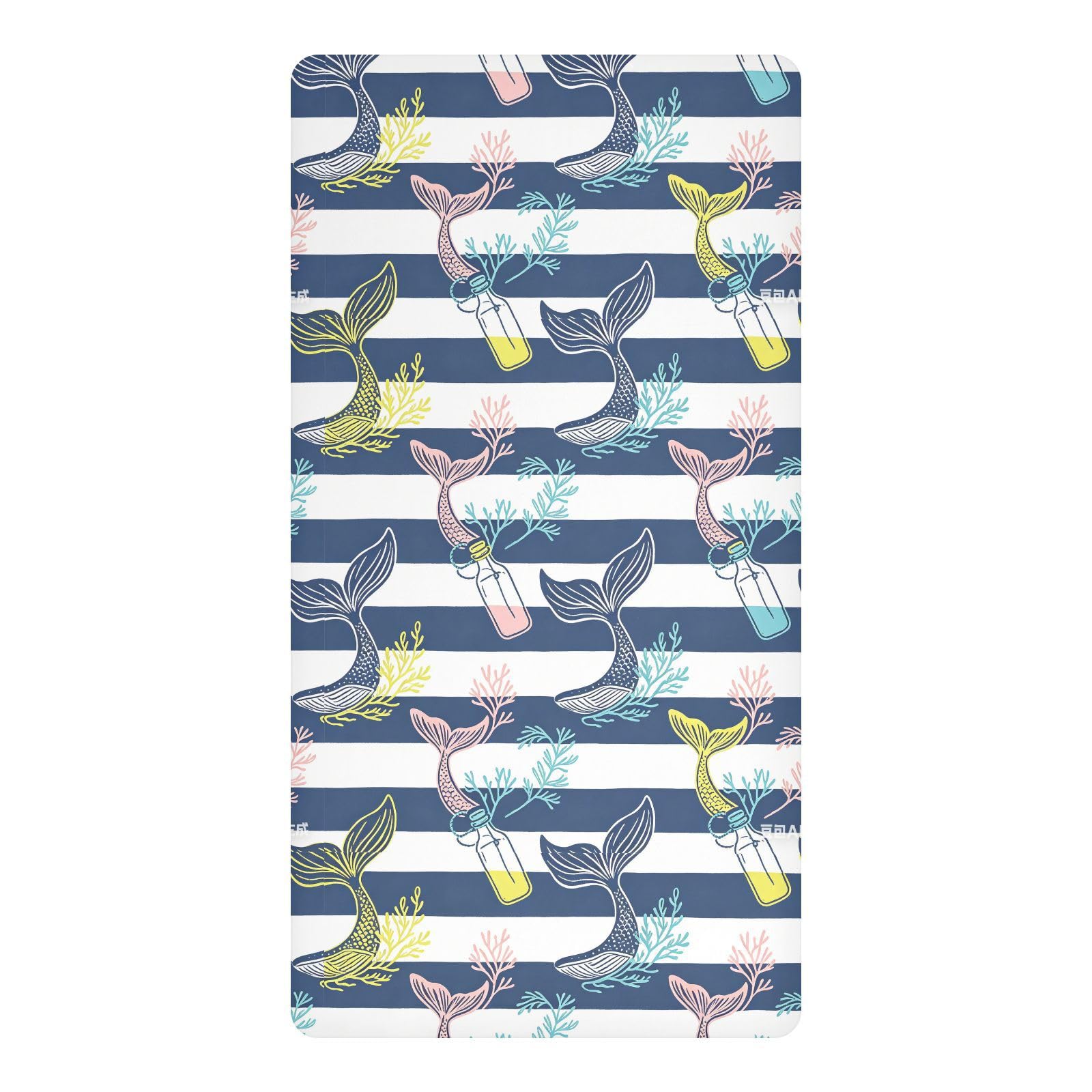 Drap-housse imperméable lit bébé 132 x 71 cm motif queue de baleine