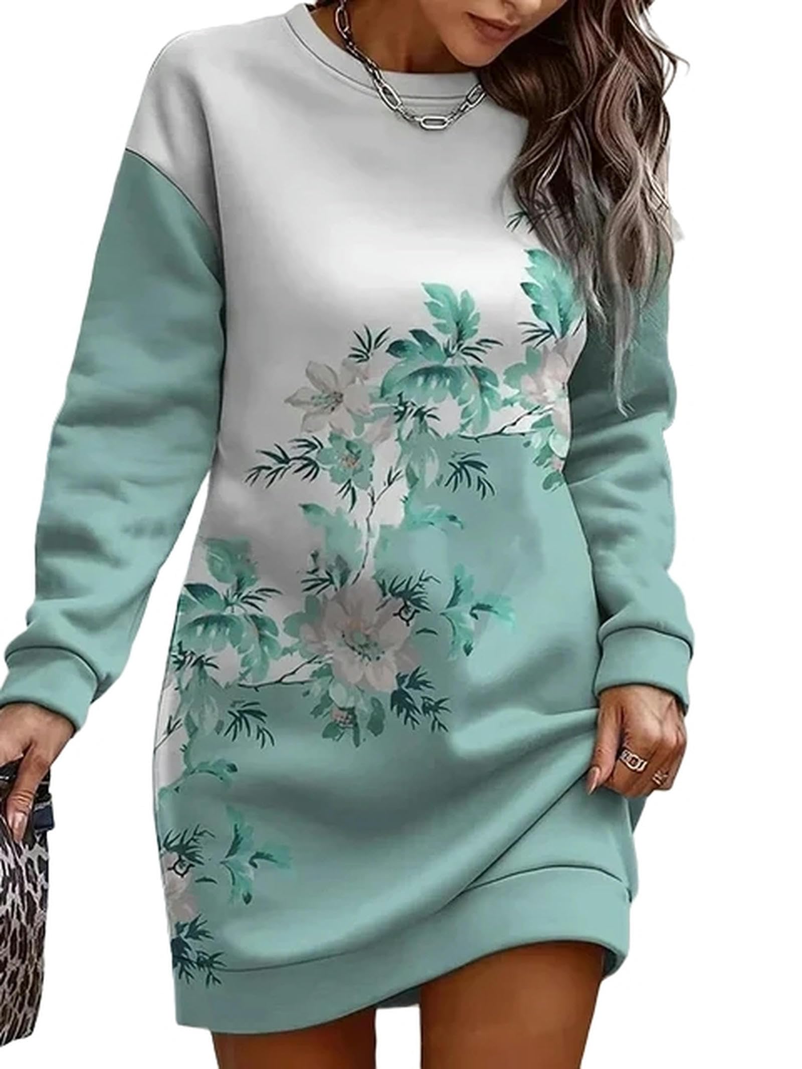 Bluza z kapturem damska swobodna prosta bluza z nadrukiem bez kaptura, okrągły dekolt, biuro Lady Top-unzen-s, uncji, S
