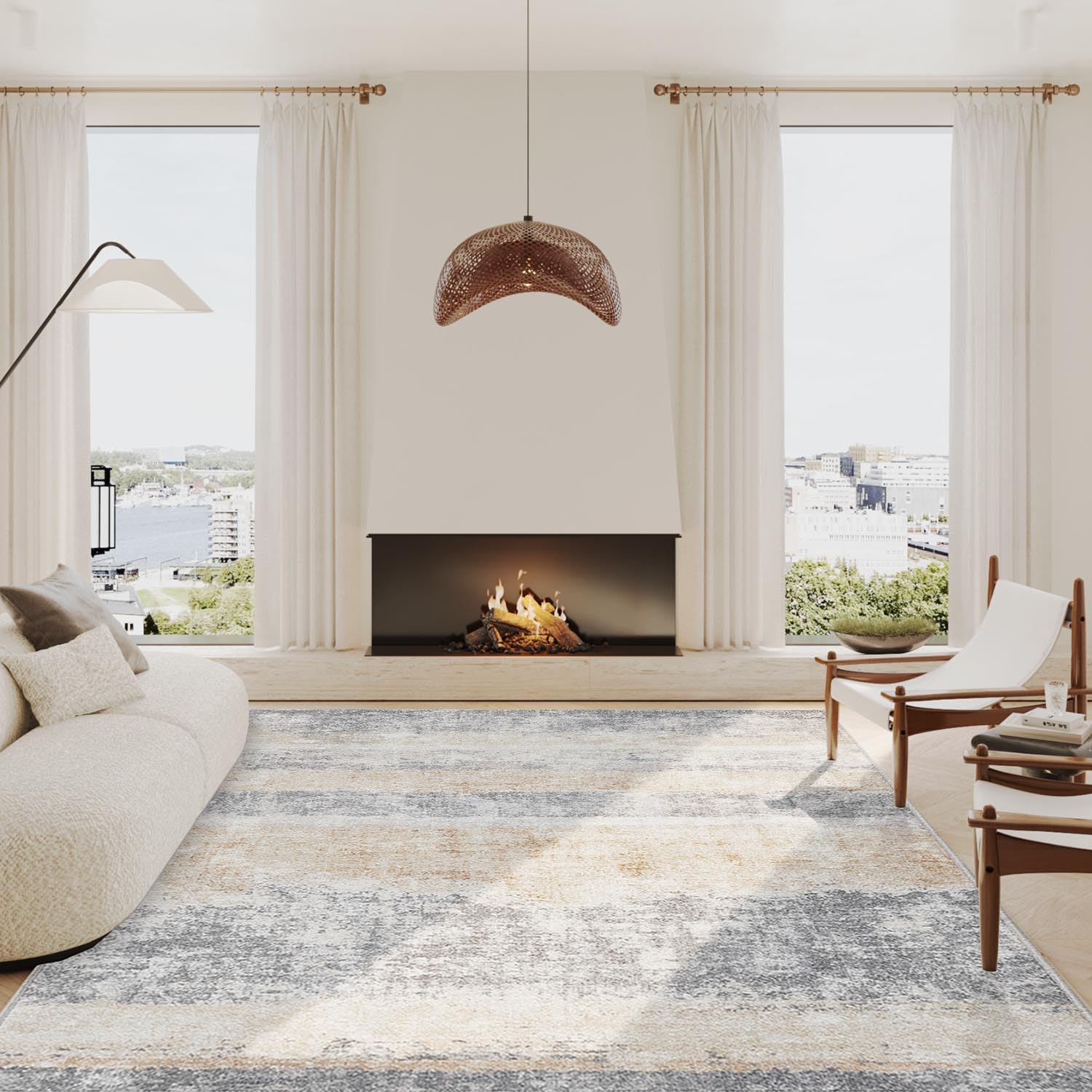 jinchan Area Rug 6x9 Washable Rug Modern Abstract Rug Indoor Contemporary Carpet Chenille Thin Rug Soft Mat Kitchen Gold Print Floor Cover Non Slip for Bedroom Living Room Laundry Nursery Classroom