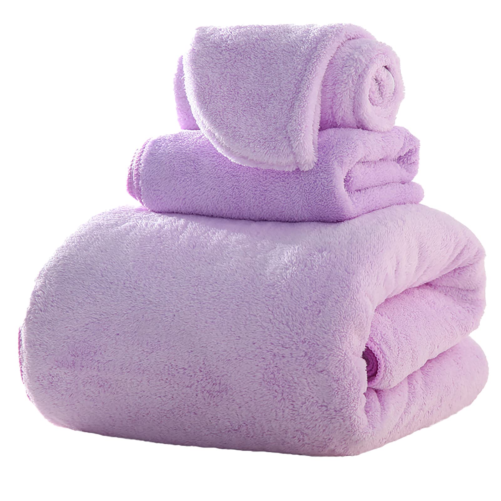 Serviettes violettes de douche et bain en coton séchage rapide