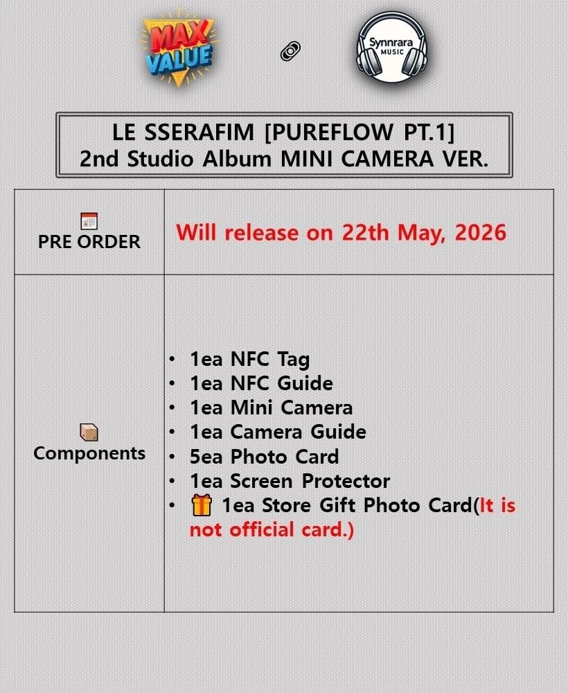 Amazon.com: LE SSERAFIM PUREFLOW PT.1 2nd Studio Album MINI CAMERA