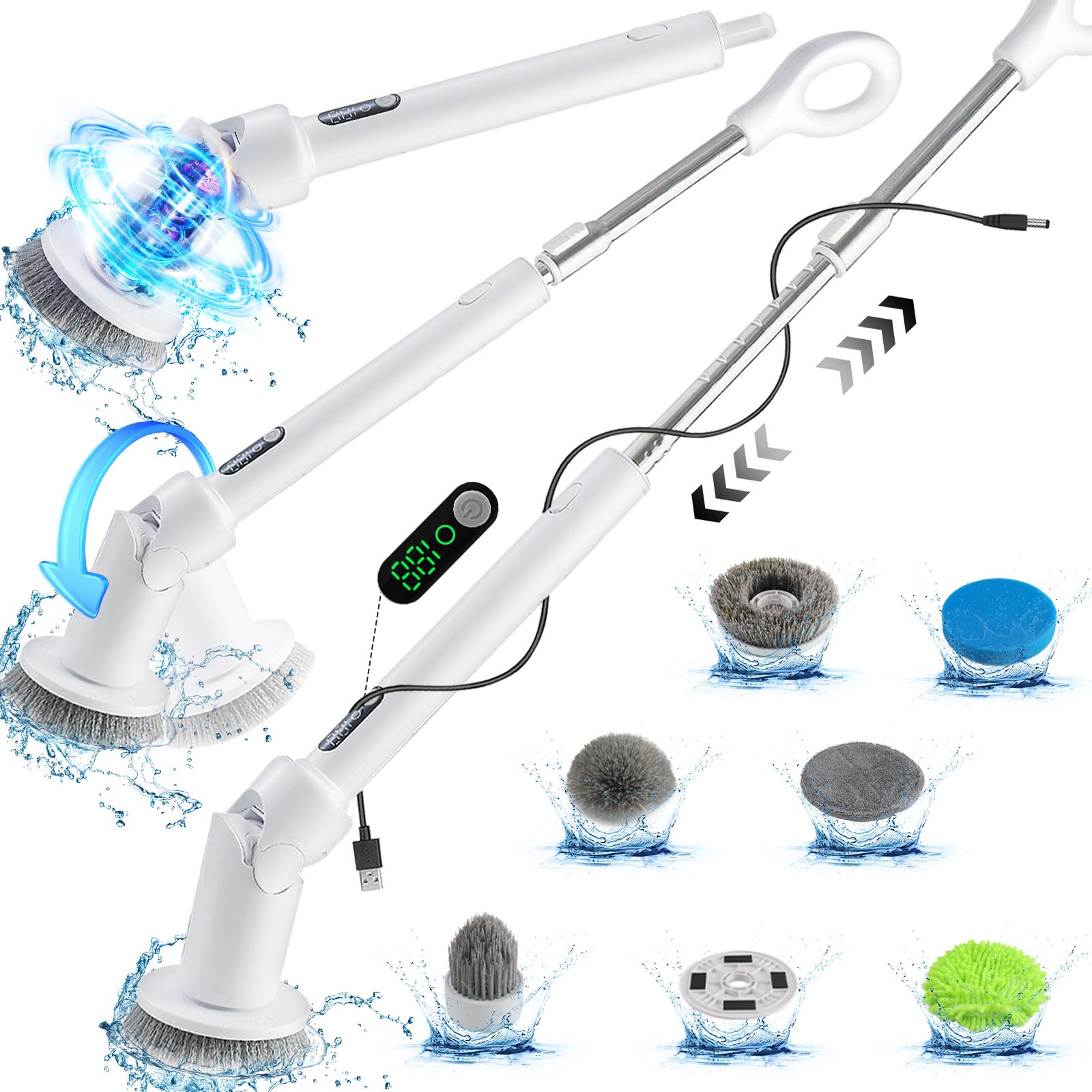 Brosse de nettoyage électrique IPX8 étanche pour éliminer le calcaire du carrelage