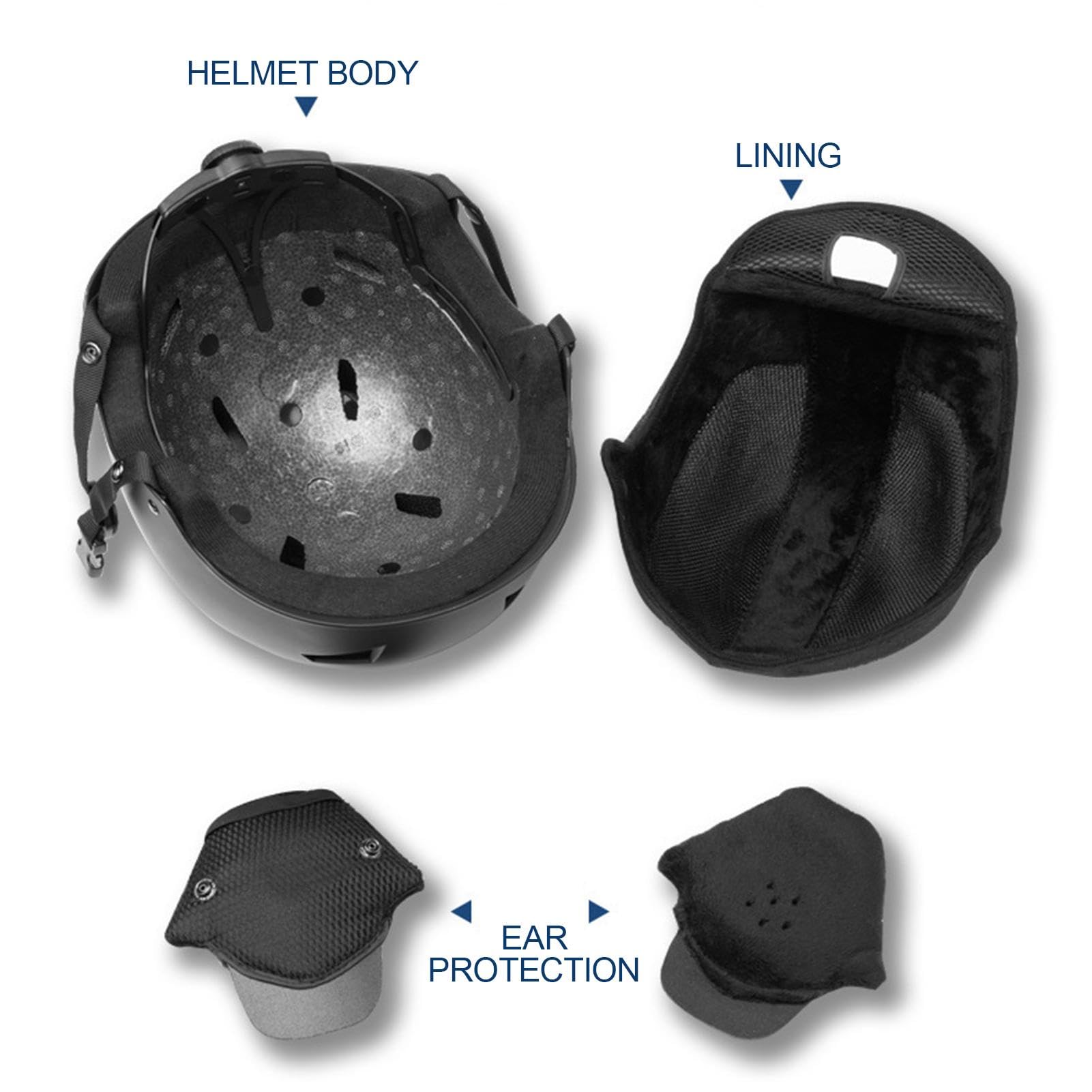 Cappello di sicurezza per lo sci, Cappello di sicurezza per lo snowboard,Cappello rigido di sicurezza per snowboard regolabile ammortizzante - Cappello di sicurezza traspirante con clip per occhiali p