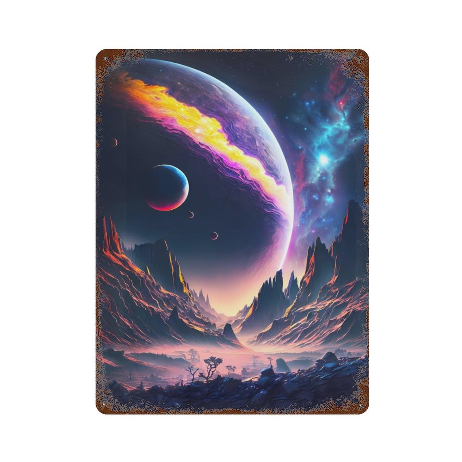 Fantasy Planet Majesty Retro Metal Sign 15.7"x11.8", Classic Wall Plaque for Garage, Pub Or Kitchen