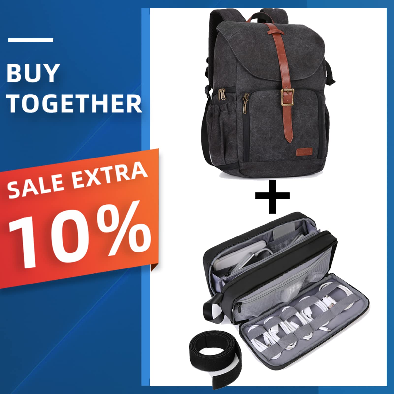 BAGSMART Anti-Theft Camera Backpack and Electronic Storage Pouch Large