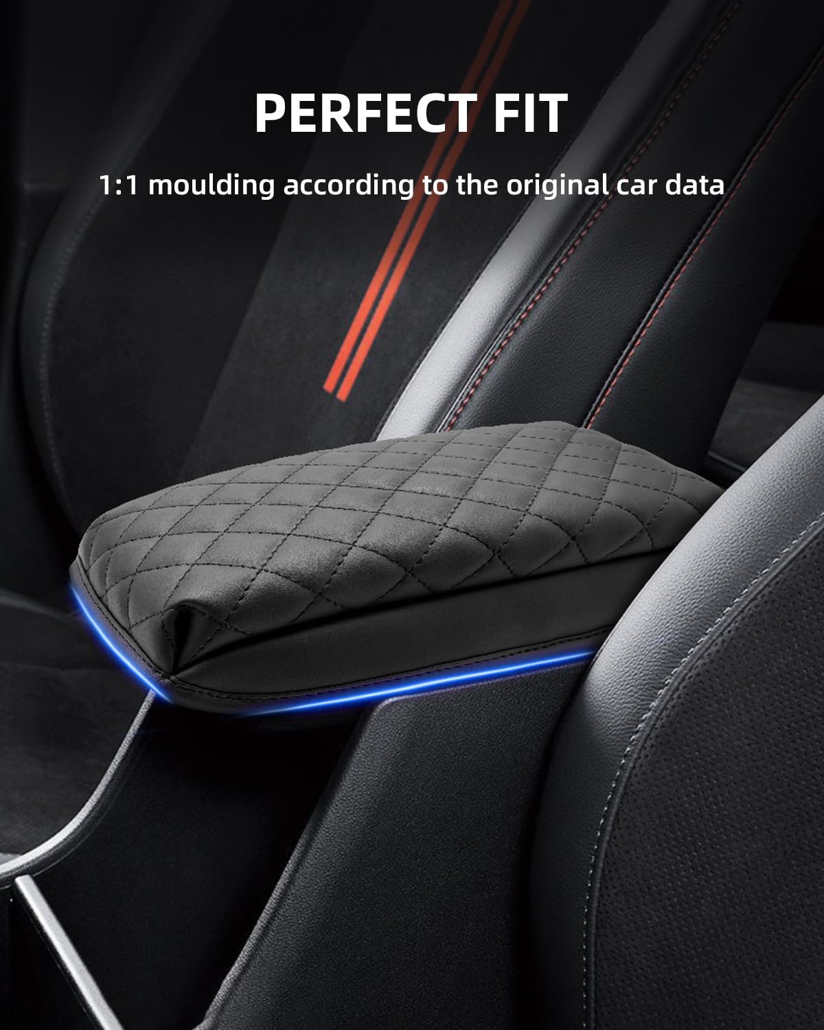 Copribracciolo per Hyundai Kona SX2 EV HEV PHEV 2024 2025 | Copertura per Bracciolo Console Centrale, Protezione Materiale Pelle PU Ispessita, Accessori Alzare Bracciolo di 4CM, Nero