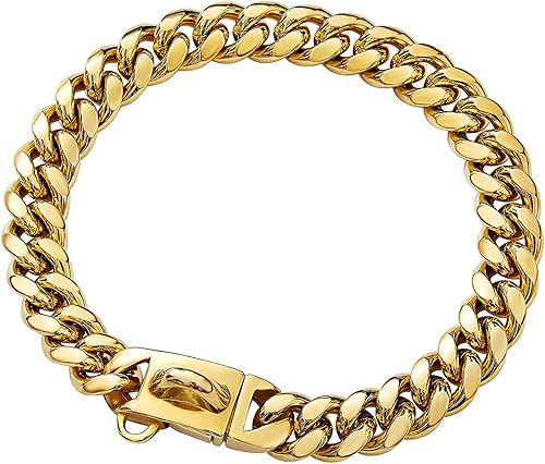 Collar de cadena de oro con circonita brillante con hebilla segura y etiqueta de identificación, accesorios de moda para perros, collar de eslabones