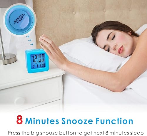 Miniatura 4 de Plumeet Reloj despertador digital para niños con repetición y luz nocturna, reloj de silicona de fácil ajuste, hora de visualización, fecha, ruidoso