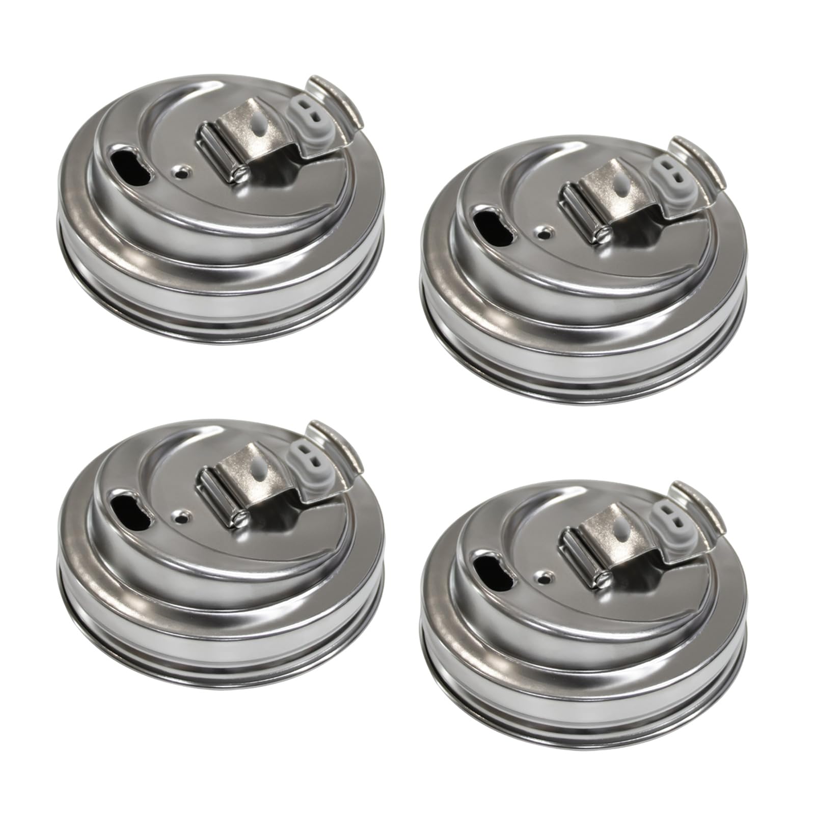 Mouth Sip Lids 4 Pack, 304 Stainless Steel Drinking Covers with Direct Drink Opening for Cold Drinks and Shakes Daily Use Silver Cold Beverage Cap Shake Iced