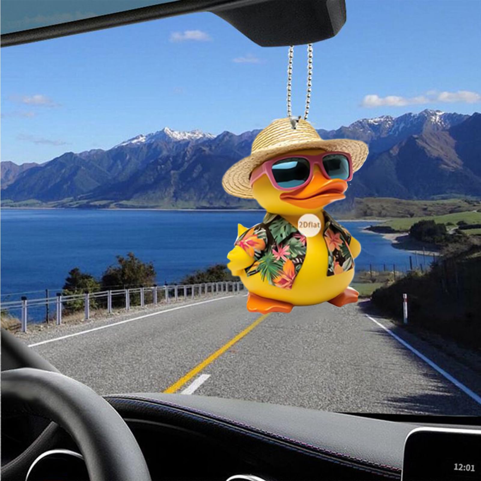 Ciondolo Decorativo A Forma Di Papera Gialla Con Occhiali - Per Specchietto Auto, Zaino O Portachiavi, In Acrilico