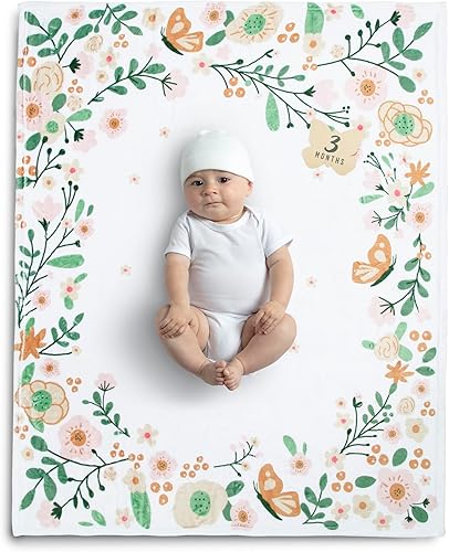 Delta Children Milestone - Manta de bebé – Manta mensual para fotos – Manta de fotos para recién nacidos, floral