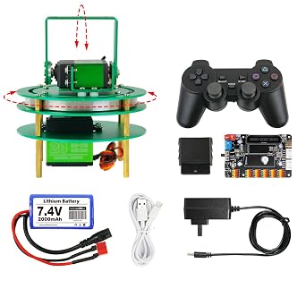 Yahboom 2-DOF Servo Pan-Tilt Kit for DIY Robot, Electric Platform with Metal Servo, Accessories for Camera or Robot Arms Bracket 2DOF Metal servo with Control Board and Handle