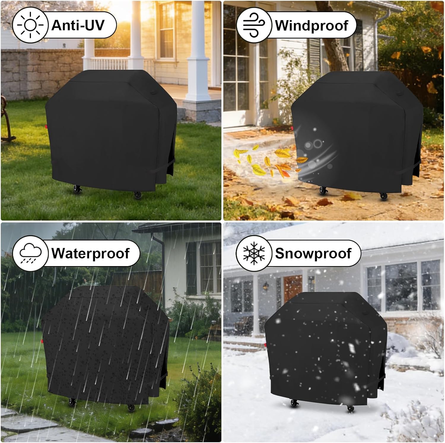 Outdoor Grill Cover for Royal Gourmet GA6402S 6-Burner Propane Gas Grill, 58 Inch Waterproof Grill Cover for 46" BBQ Gas Grill GA6402H/SG5002/SG6002R, 600D Heavy Duty Covers-58 x 26 x 45 Inches.