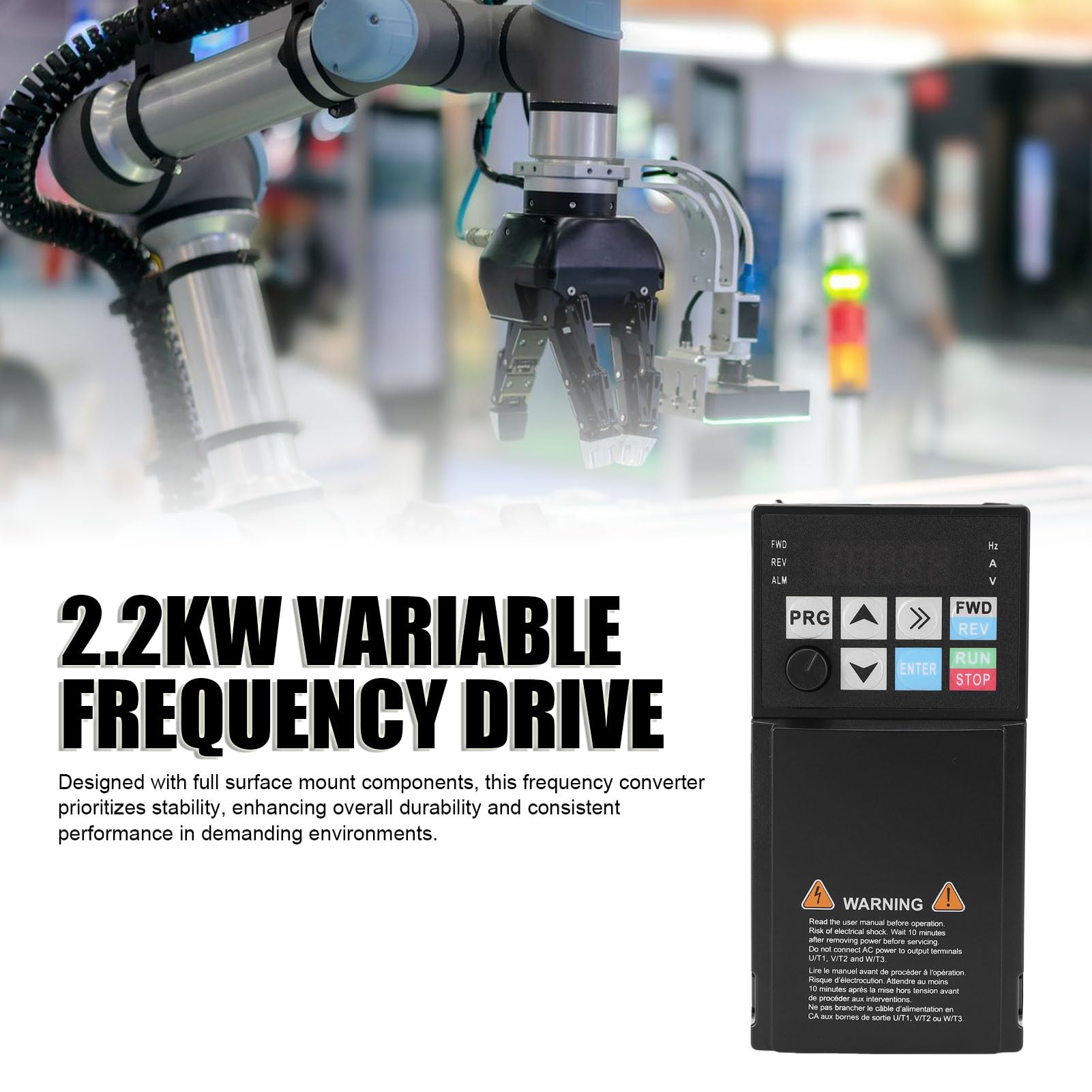 Hyuduo Frequenzumrichter mit Variabler Frequenz, 2,2 KW, Einphasen-zu-3-Phasen-Frequenzumrichter, 220 V, 50–60 Hz, Eingang 220 V, 0–500 Hz, Ausgang 9,6 A für die Motordrehzahlregelung