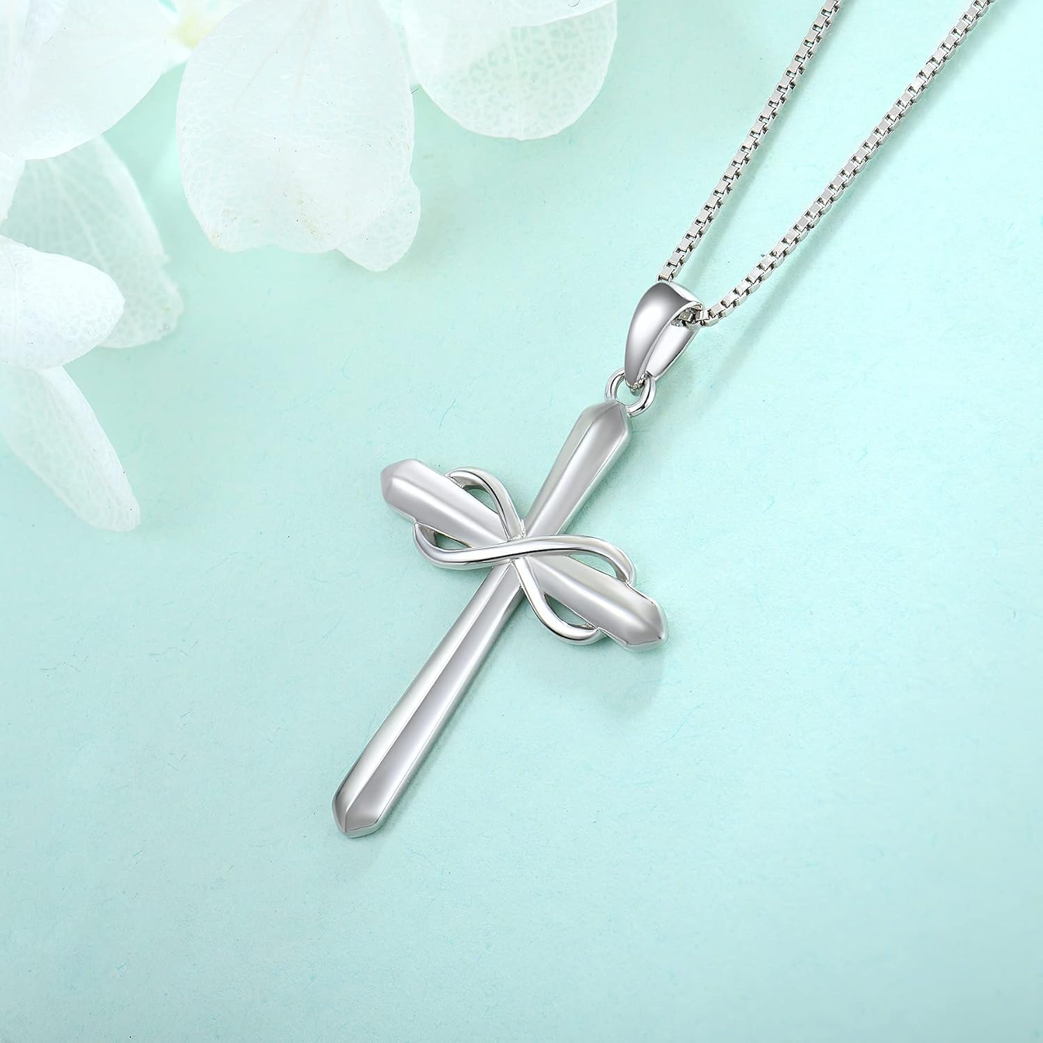 STARCHENIE Infinity Cross Necklace for Women 925 Sterling Silver Polished Cross Pendant Crucifix Jewelry Gifts - Image 5