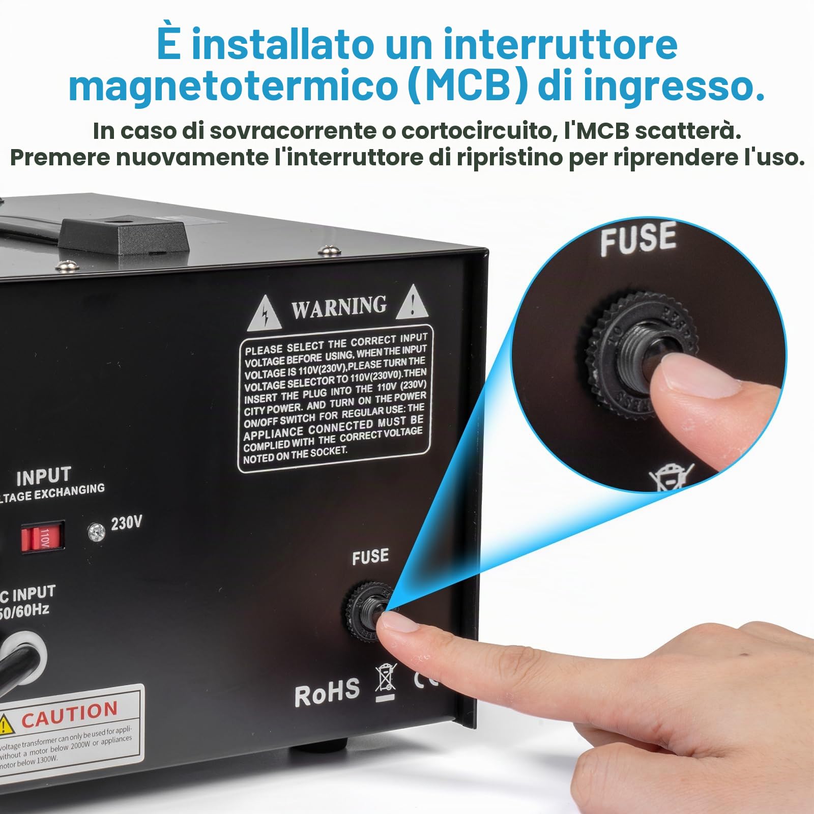 Anbull Convertitore di Tensione DT-3000W 230V⇋110V | Trasformatore di Tensione Motore con avvolgimenti in rame puro 2 prese UE+2 prese USA convertitore step-up/step-down