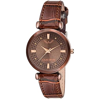 LOUIS DEVIN Analogue Womens Watch(Brown Dial Brown Colored Strap)-LD132-BRWN