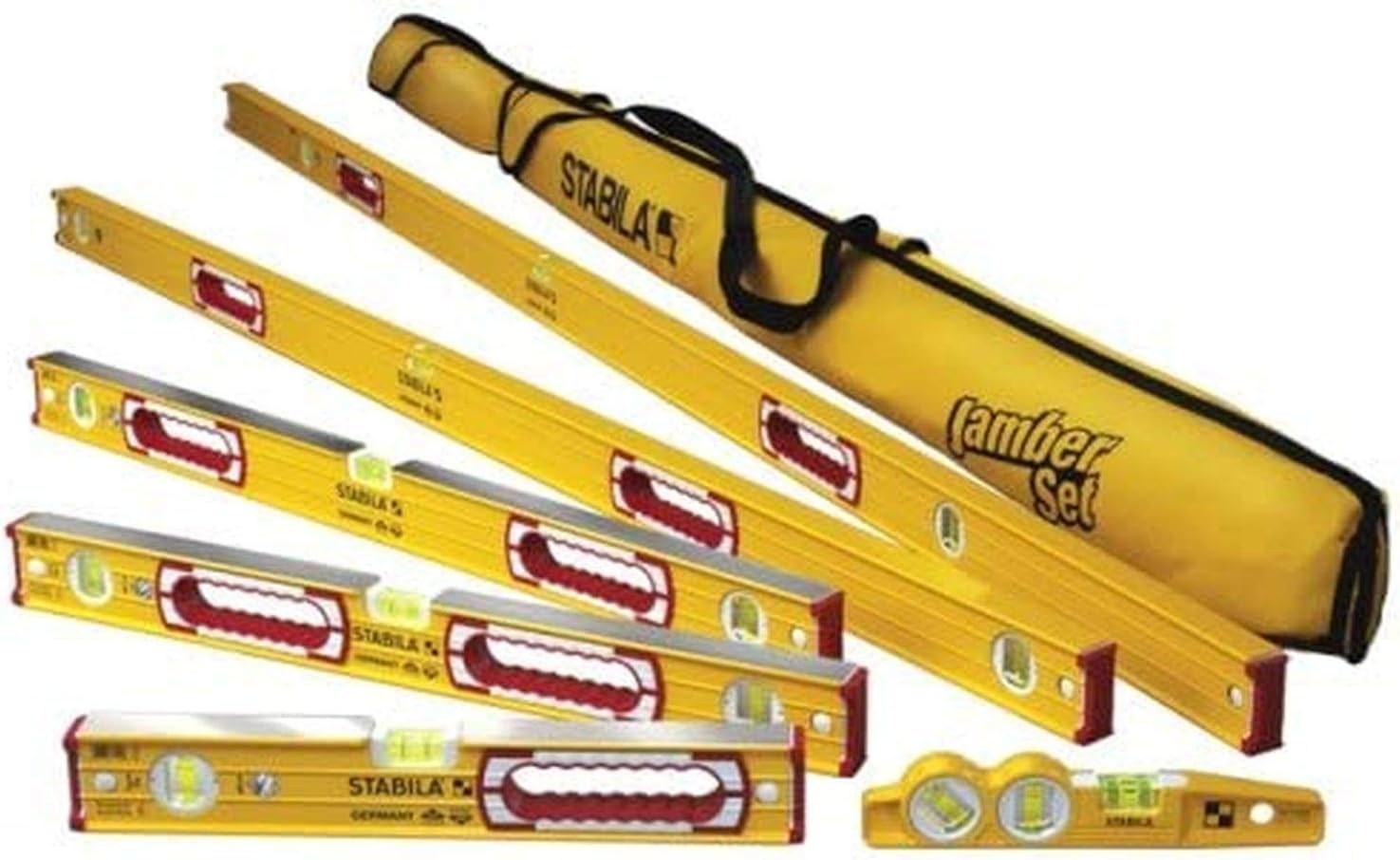 STABILA 78196 - Type 196 Level Set Kit - 78"/48"/32"/24"/16" w/ 10" Torpedo & Case