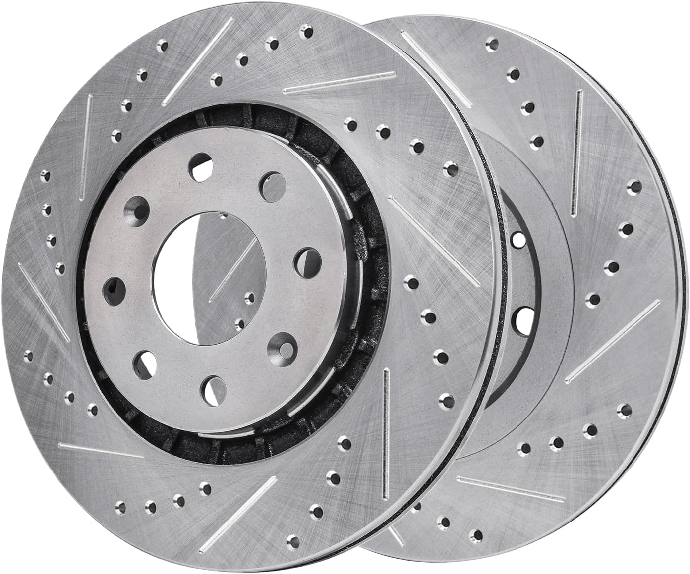Detroit Axle - Front Brake Rotors for Chevy Aveo Aveo5 Spark EV Suzuki Swift+ Pontiac G3 Wave Wave5, Drilled and Slotted Disc Brake Rotors Replacement : 10.08" inch Rotors
