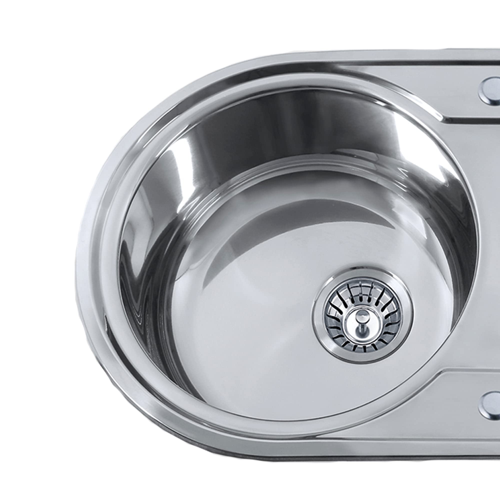Edesa Fregadero Sobre Encimera K2 SE 84 1C1E, Reversible, de Encastre, Cubeta Redonda, con Escurridor, Orificio para Grifo, Ancho de 45 cm, Fácil instalación, Acero Inoxidable