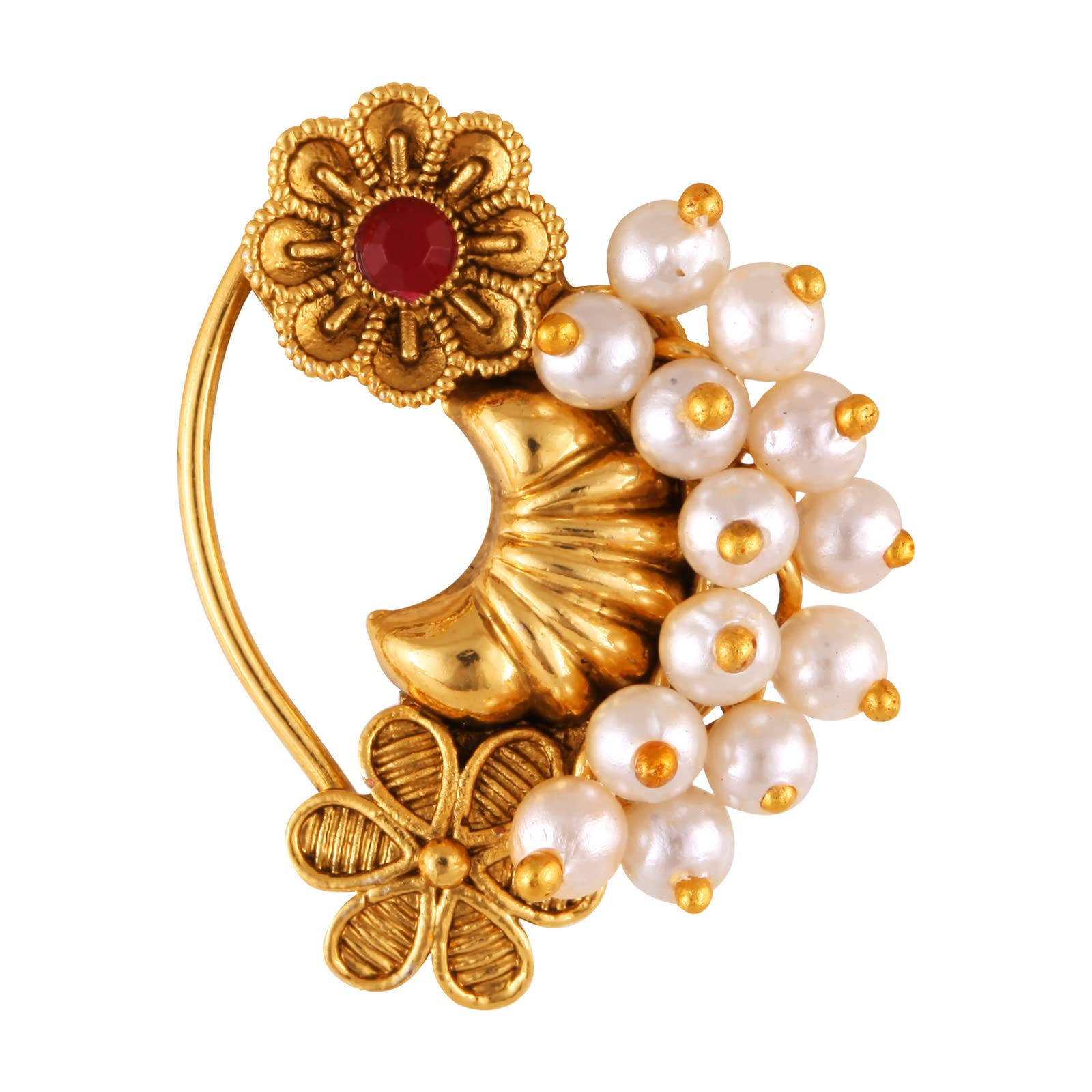Vighnaharta Gold Plated with Pearl Alloy and Artificial stone Non Piercing Maharashtrian Nath Nathiya./ Nose Pin valentine day gift valentineday gift for her gift for him gift for women gift for women {VFJ1179NTH-Press-Red } (B0B5H2TQCN) Amazon Price History, Amazon Price Tracker