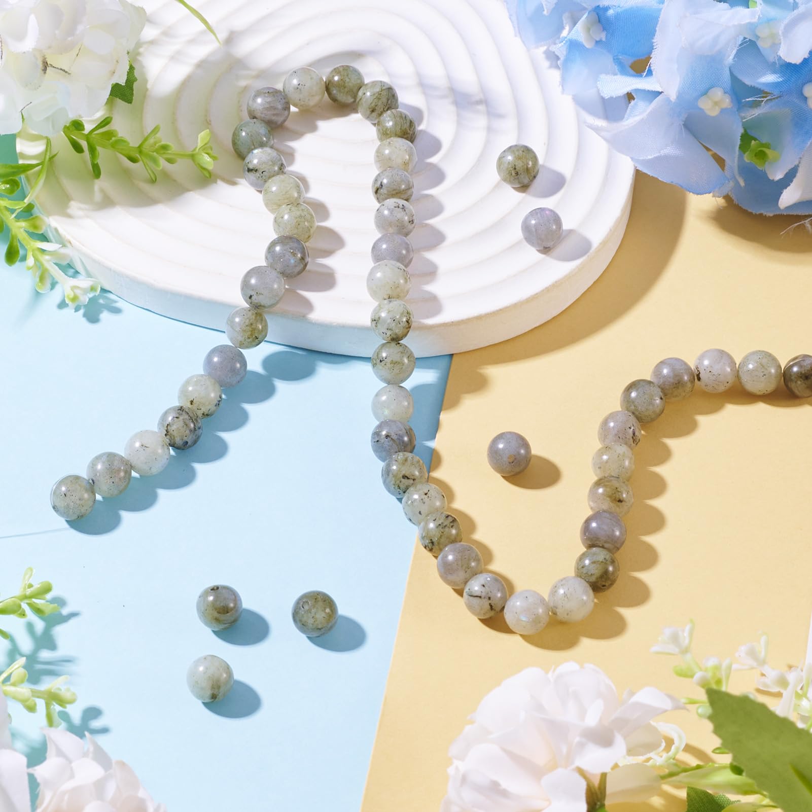 23 Perles Rondes En Labradorite Naturelle 8 Mm - Pour Création De Bijoux