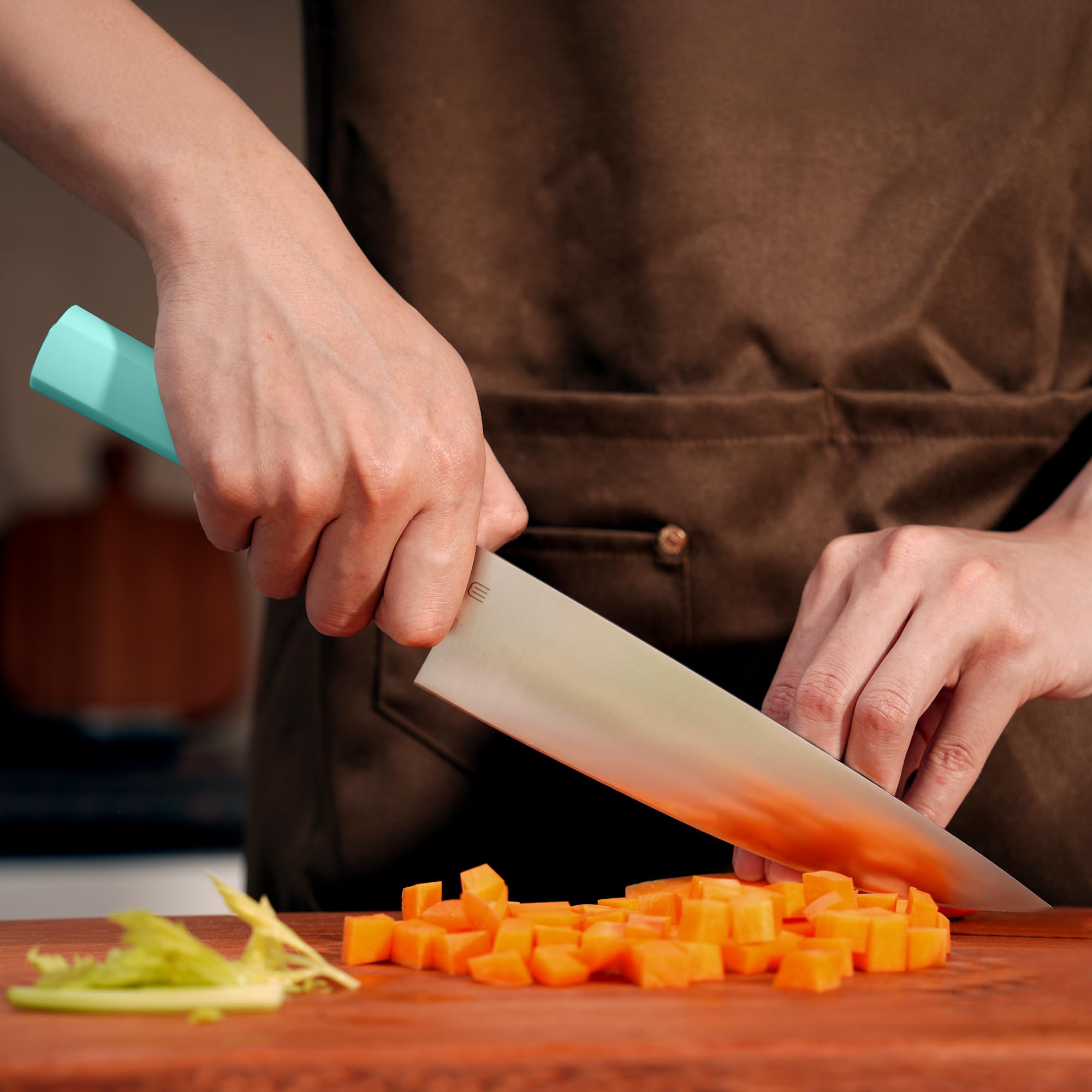 8 Inch Chef Knife, Kitchen Knife with AR-RPM9 Steel & Ergonomic ABS Handle — Amazon image 6