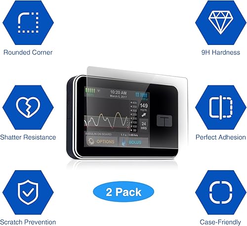 Miniatura 6 de Paquete de 2 protectores de pantalla de vidrio flexible, compatibles con Tandem tSlim X2 y tFlex, antiarañazos y antihuellas