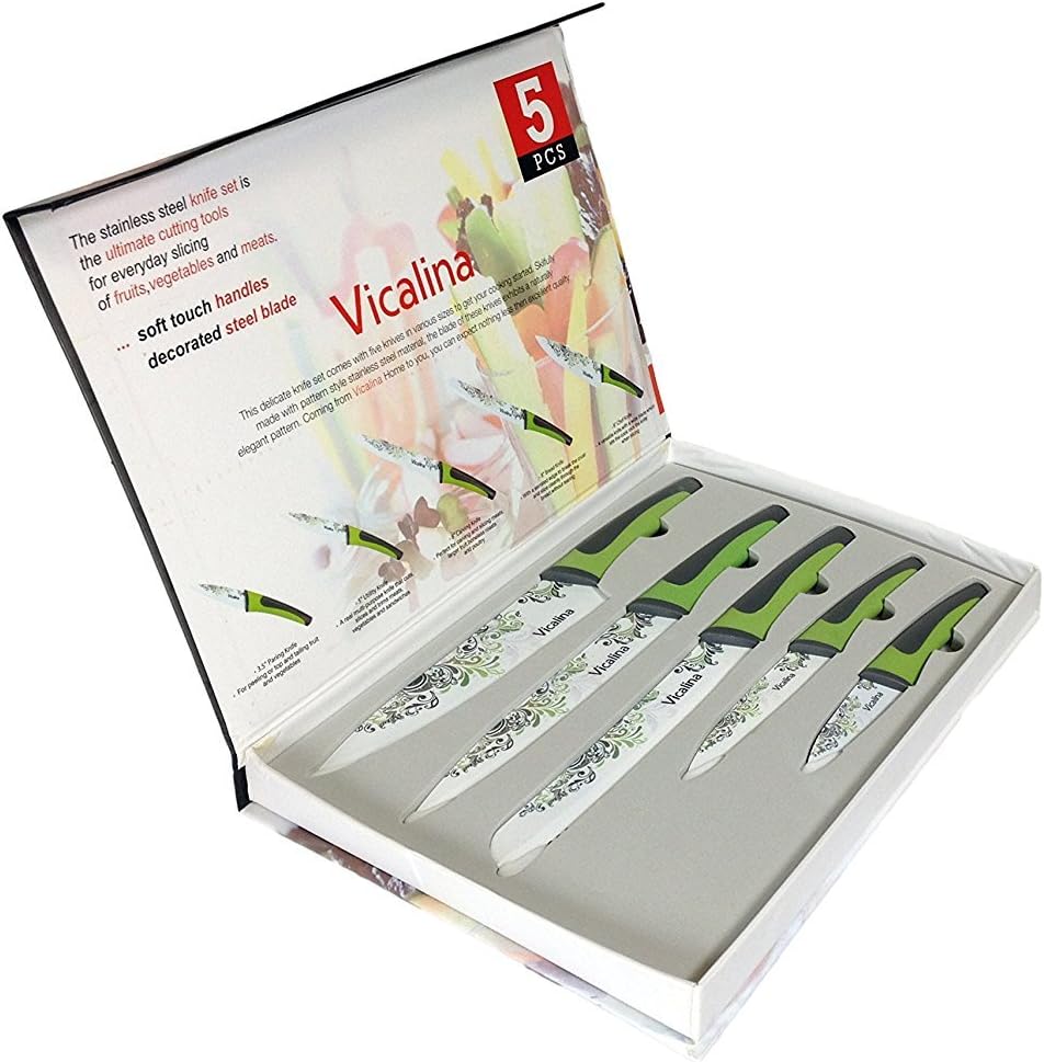 Modern 5-Piece Stainless Steel Kitchen Knife Set With Soft Touch Handle