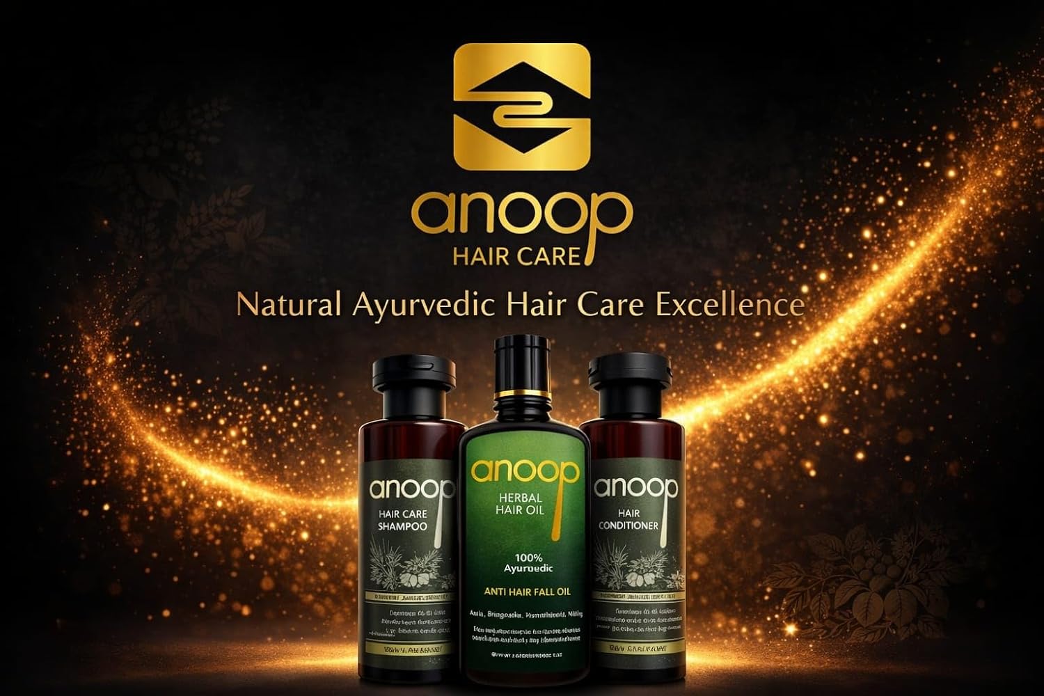 Anoop Hair Care Combo Pack (Hair Oil + Shampoo + Conditioner) – Herbal Hair Fall Control Set